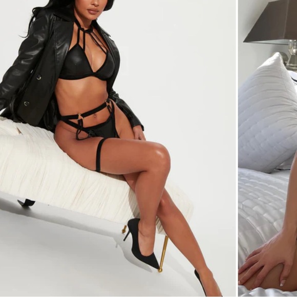 Black Strappy Bikini lingerie Fashion Nova Frisky flirt Strappy set S/M NEW NWT - Picture 3 of 5